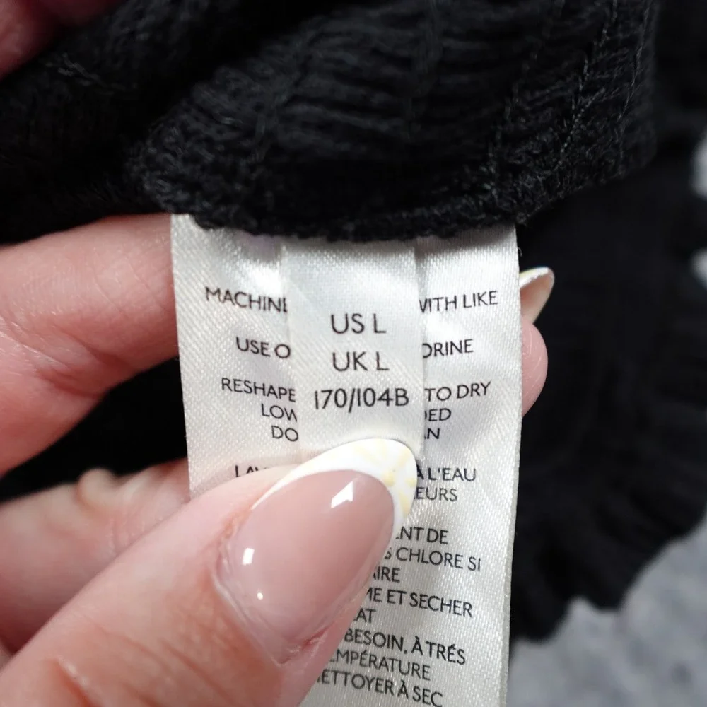 Anthropologie Top Women Large Black Smocked Ribbed Puff Sleeve Square Neck Crop